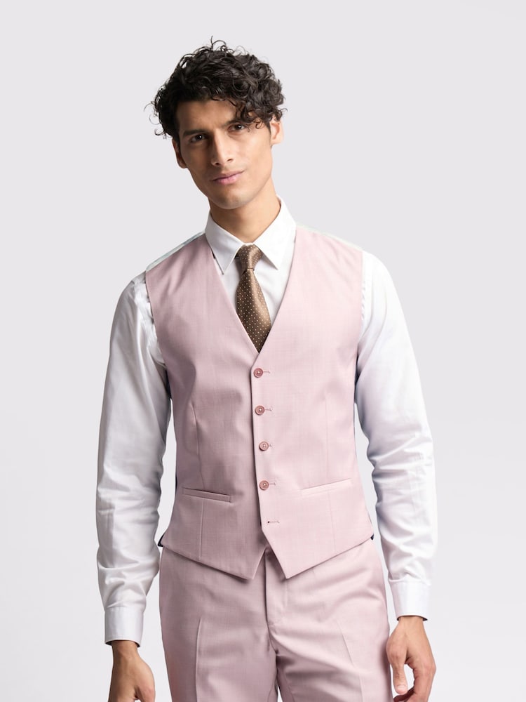 Ted Baker Pink Slim Burra Rose Sharkskin Waistcoat - Image 1 of 2