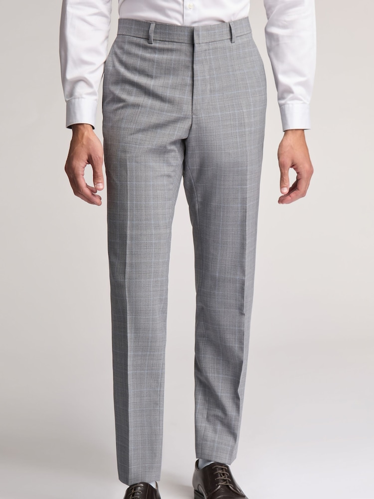 Ted Baker Grey Slim Bredon Check Trousers - Image 1 of 3 Ted Baker Grey Slim Bredon Check Trousers - Image 1 of 3