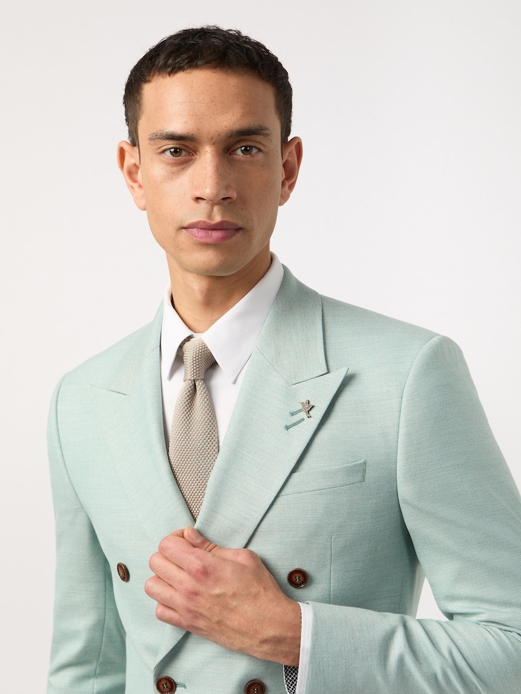 Antique Rogue Blue Slim Seafoam Texture DB Jacket - Image 3 of 3