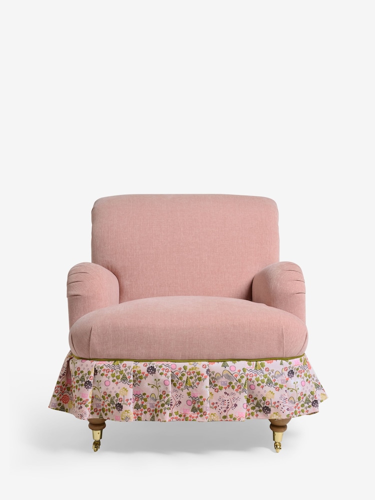 Cath Kidston Rose Thread Pink Chenille With Tiny Town Frill Lilly Accent Chair - Image 1 of 8