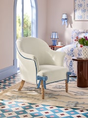 Cath Kidston Canvas Cream Chenille Chair Rodeo Accent Chair - Image 1 of 8