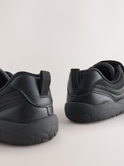 Black Barefoot Leather 1 Strap Elastic Lace School Shoes - Image 5 of 5