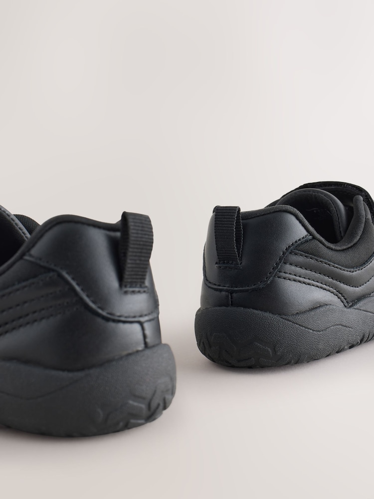 Black Barefoot Leather 1 Strap Elastic Lace School Shoes - Image 5 of 5