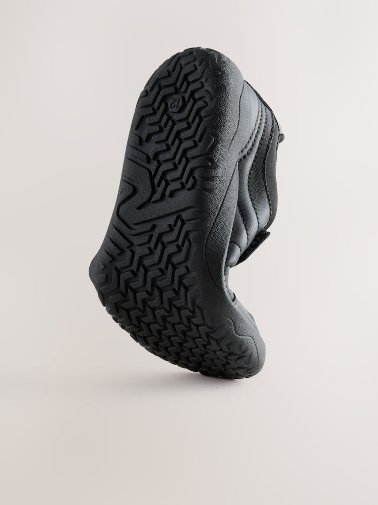Black Barefoot Leather 1 Strap Elastic Lace School Shoes - Image 7 of 7