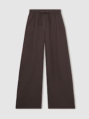 Reiss Chocolate Brown Willow Linen-Blend Wide-Leg Trousers - Image 2 of 8