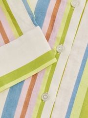 Reiss Green/Blue Evie Linen-Blend Stripe Long-Sleeve Shirt - Image 6 of 6