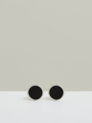 Reiss Silver Tone/Onyx Ardley Cufflinks - Image 1 of 5