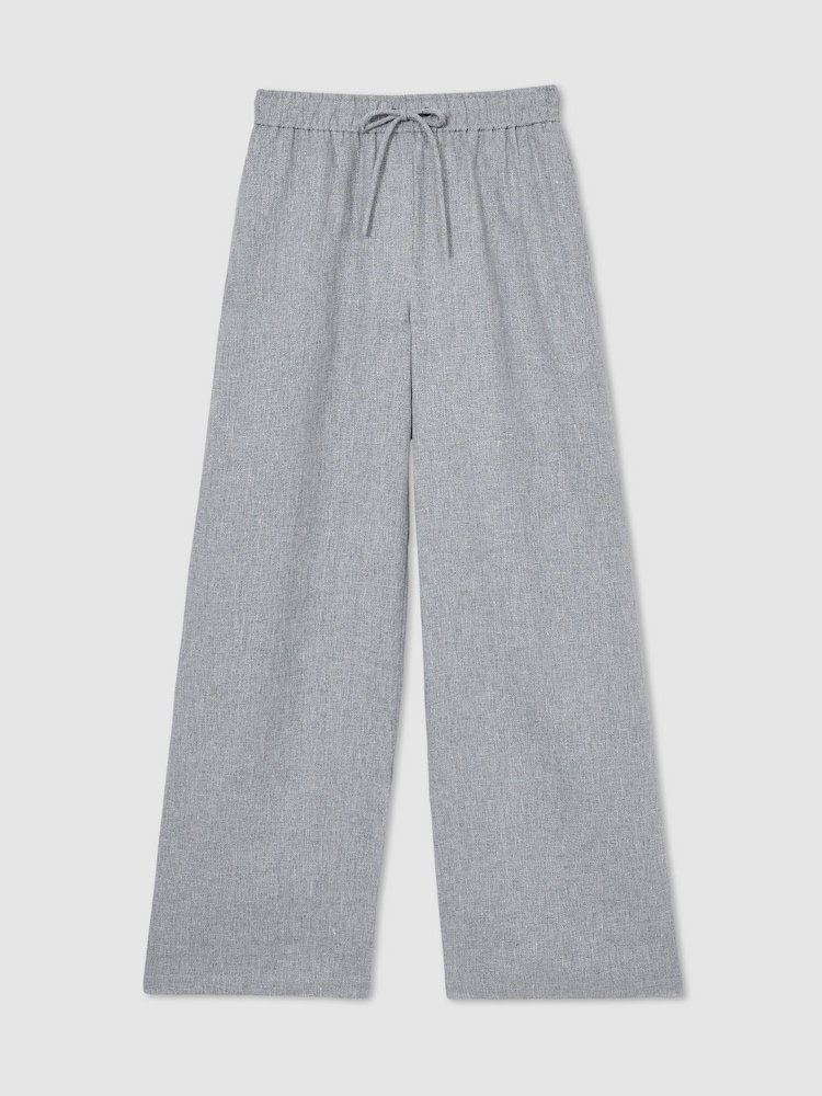 Reiss Blue Willow Petite Linen-Blend Wide-Leg Trousers - Image 2 of 7
