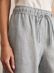 Reiss Blue Willow Petite Linen-Blend Wide-Leg Trousers - Image 4 of 7