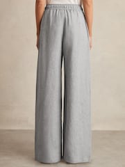 Reiss Blue Willow Petite Linen-Blend Wide-Leg Trousers - Image 5 of 7