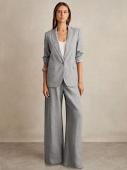 Reiss Blue Willow Petite Linen-Blend Single-Breasted Blazer - Image 1 of 8