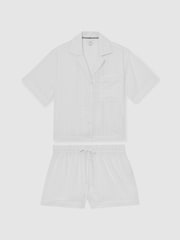 Reiss White Molly Cotton Pointelle Shirt and Shorts Set - Image 2 of 8