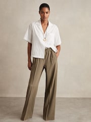 Reiss White Molly Cotton Pointelle Shirt and Shorts Set - Image 5 of 8