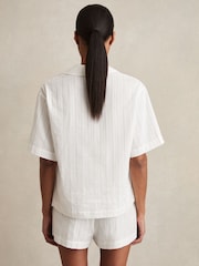 Reiss White Molly Cotton Pointelle Shirt and Shorts Set - Image 7 of 8