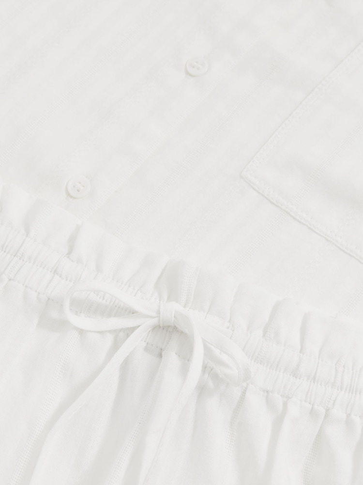 Reiss White Molly Cotton Pointelle Shirt and Shorts Set - Image 8 of 8