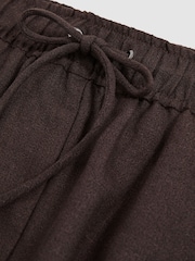 Reiss Chocolate Brown Willow Petite Linen-Blend Wide-Leg Trousers - Image 8 of 9