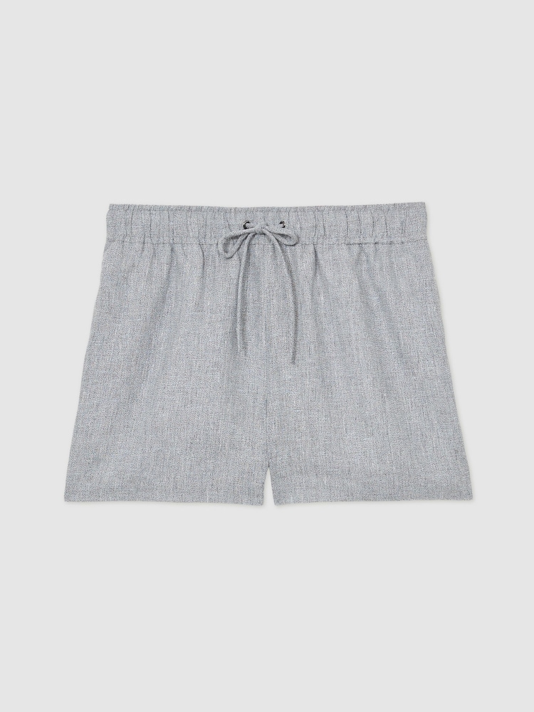 Reiss Blue Willow Linen-Blend Drawstring Shorts - Image 2 of 5