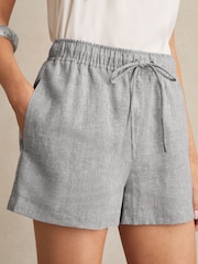 Reiss Blue Willow Linen-Blend Drawstring Shorts - Image 3 of 5