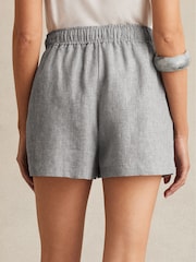 Reiss Blue Willow Linen-Blend Drawstring Shorts - Image 4 of 5