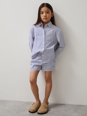 Reiss Blue/White Lella McLaren F1 Team Cotton Stripe Shorts - Image 1 of 6