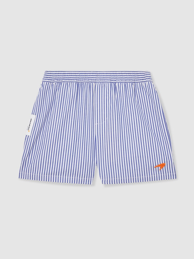 Reiss Blue/White Lella McLaren F1 Team Cotton Stripe Shorts - Image 2 of 6