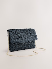 Black Straw Look Clutch Bag - Image 1 of 5