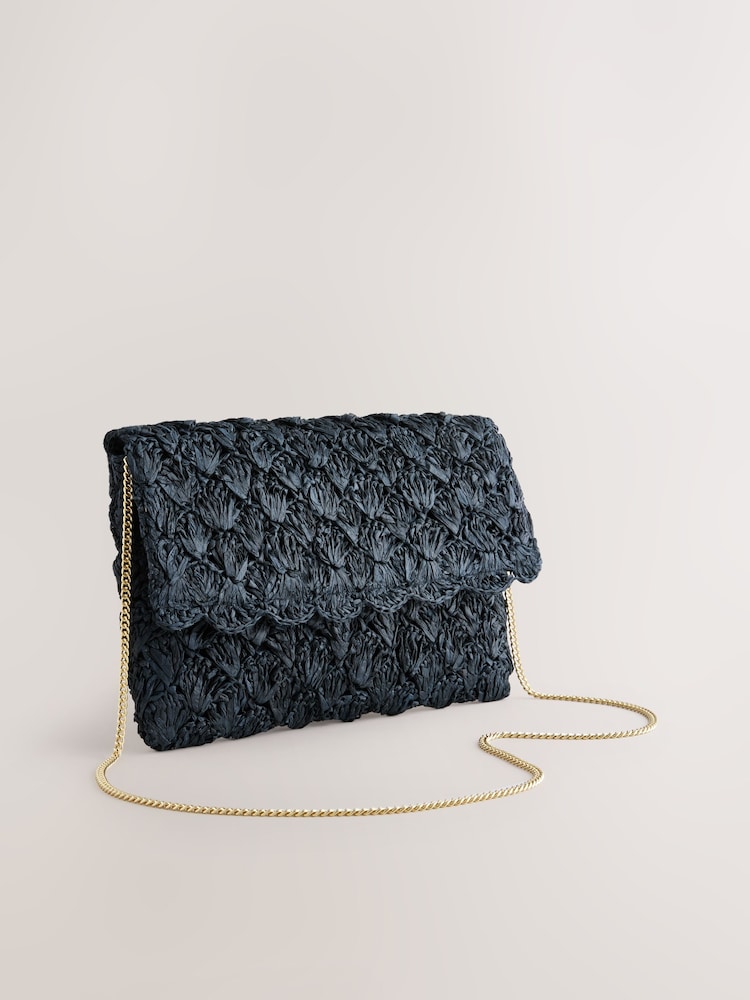 Black Straw Look Clutch Bag - Image 1 of 5