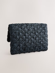 Black Straw Look Clutch Bag - Image 2 of 5