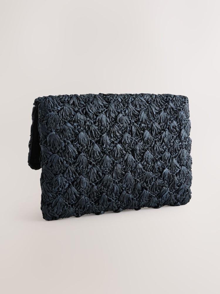 Black Raffia Effect Clutch Bag - Image 2 of 5 Black Raffia Effect Clutch Bag - Image 2 of 5