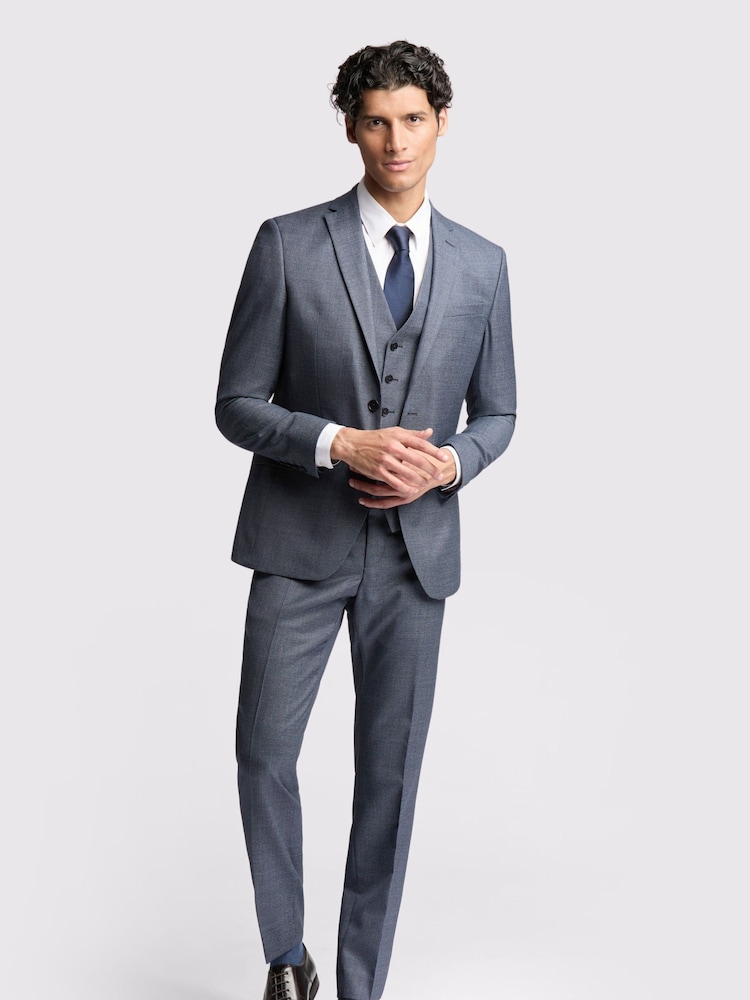 Ted Baker Blue Slim Riley Ptooth Jacket - Image 2 of 7