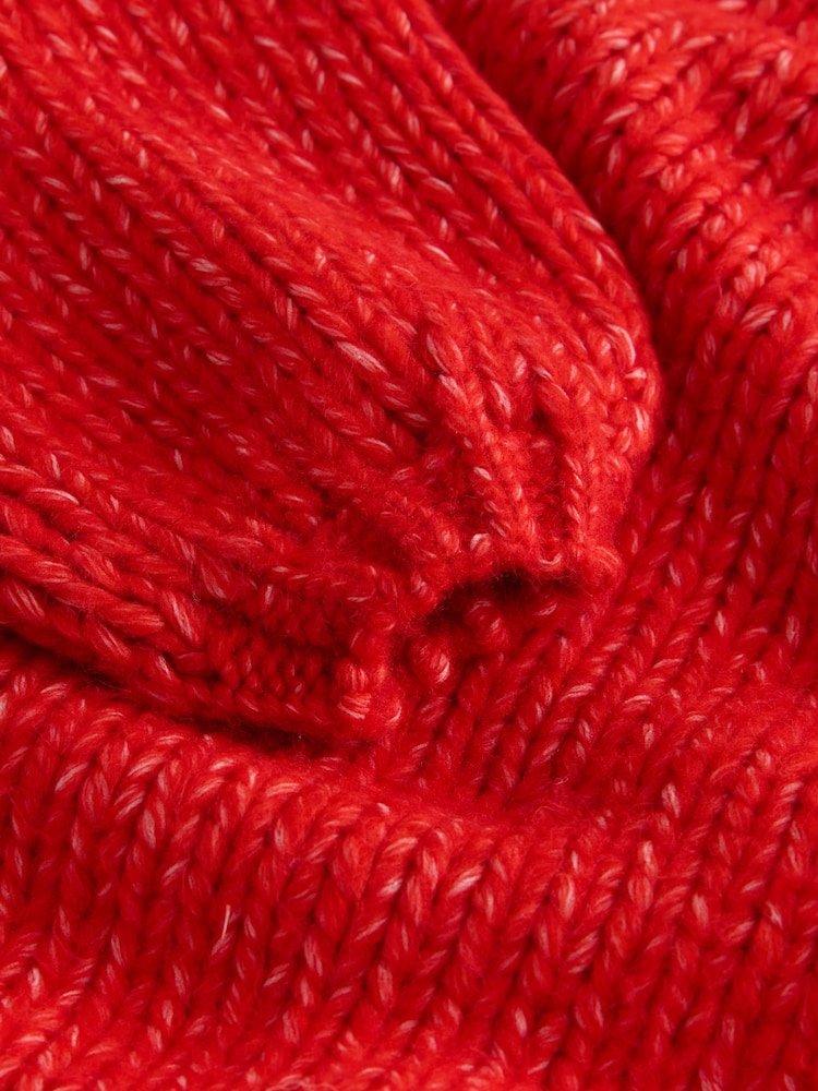 Red Soft Touch Chunky Knit Cardigan With Wool - Image 8 of 8