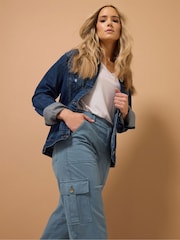 Long Tall Sally Blue Cargo Trousers - Image 4 of 5