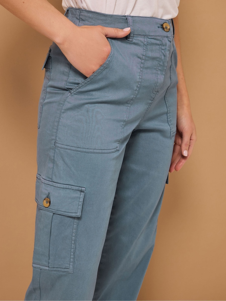 Long Tall Sally Blue Cargo Trousers - Image 5 of 5