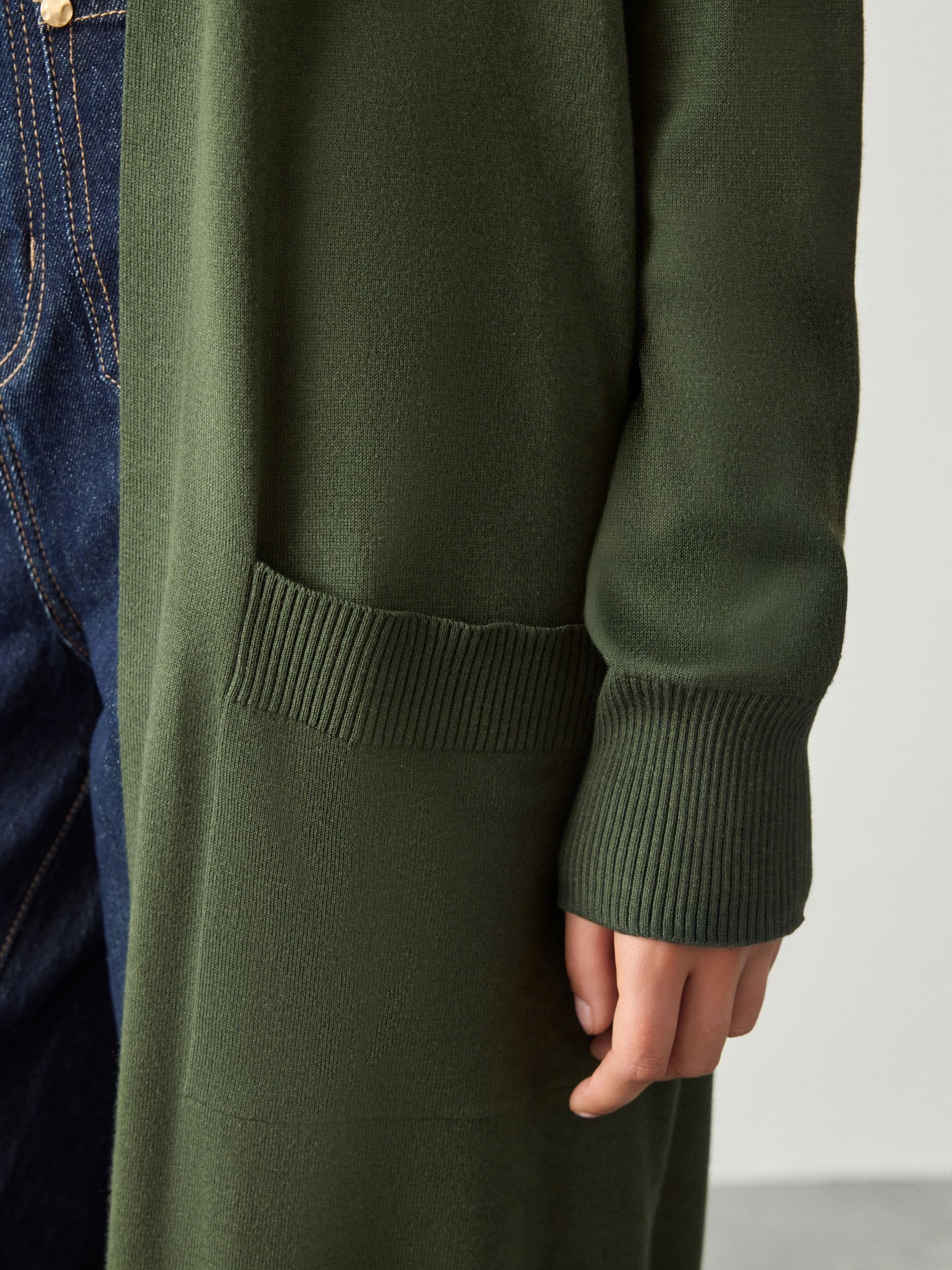 Buy Green Khaki Soft Touch Cotton Rich Longline Cardigan from Next