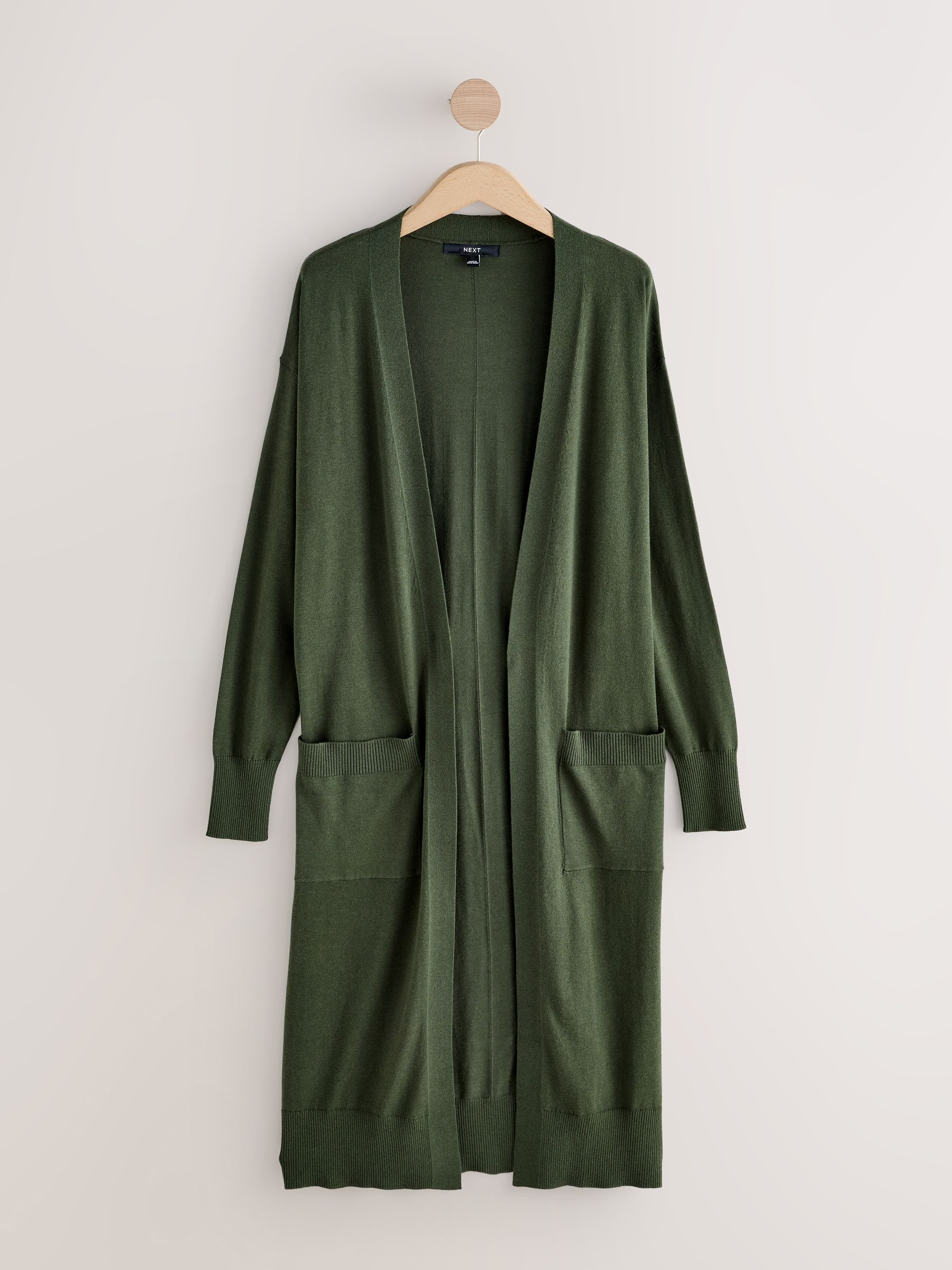 Buy Green Khaki Soft Touch Cotton Rich Longline Cardigan from Next