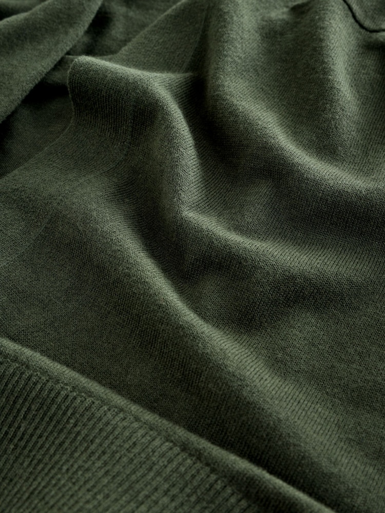 Green Khaki Soft Touch Cotton Rich Longline Cardigan - Image 7 of 7 Green Khaki Soft Touch Cotton Rich Longline Cardigan - Image 7 of 7