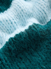 Blue/Teal Stripe Soft Touch Chunky Knit Cardigan With Wool - Image 6 of 7