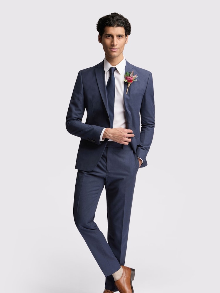 Ted Baker Blue Slim Coxon Cotton Linen Jacket - Image 2 of 5