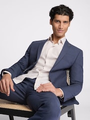 Ted Baker Blue Slim Coxon Cotton Linen Jacket - Image 3 of 5