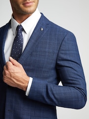 Ted Baker Blue Slim Hoyle Soft Check Jacket - Image 4 of 4