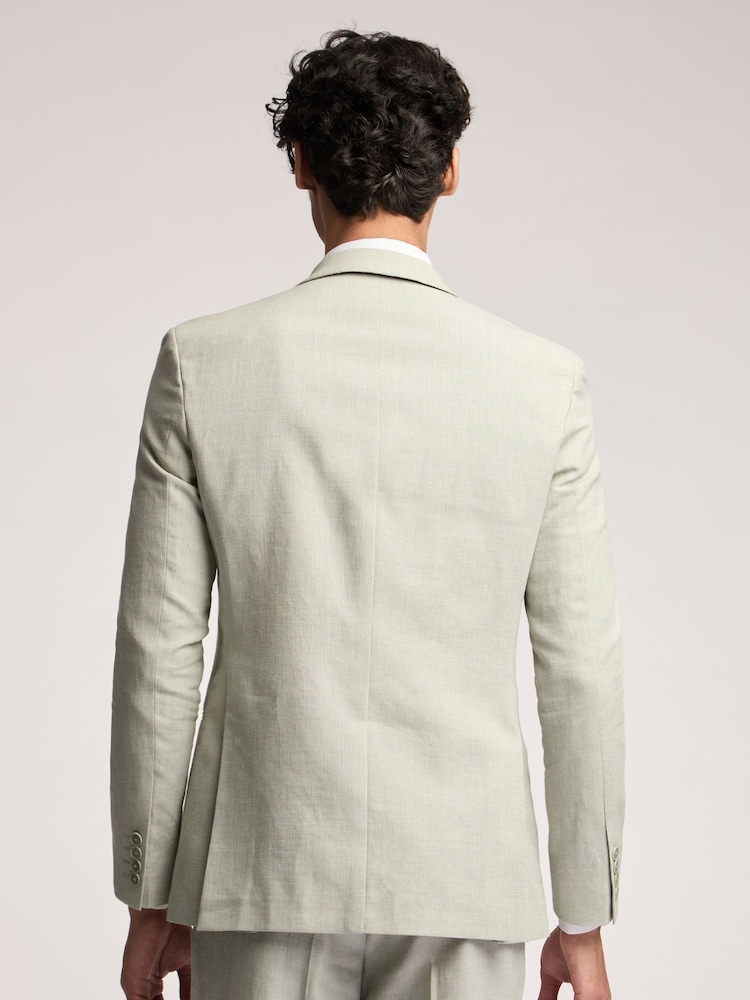 Ted Baker Green Slim Leo Pistachio Linen Jacket - Image 2 of 6