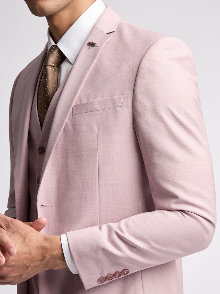 Ted Baker Pink Slim Burra Rose Sharkskin Jacket - Image 4 of 5