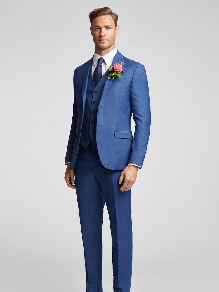 Ted Baker Blue Slim Jacket Forbe Sharkskin - Image 5 of 5