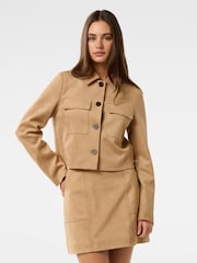 Forever New Brown Tyla Vegan Suede Jacket - Image 1 of 5