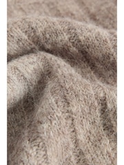 Neutral Mole Ribbed Crew Neck Knitted T-Shirt With Alpaca Wool - Image 1 of 8