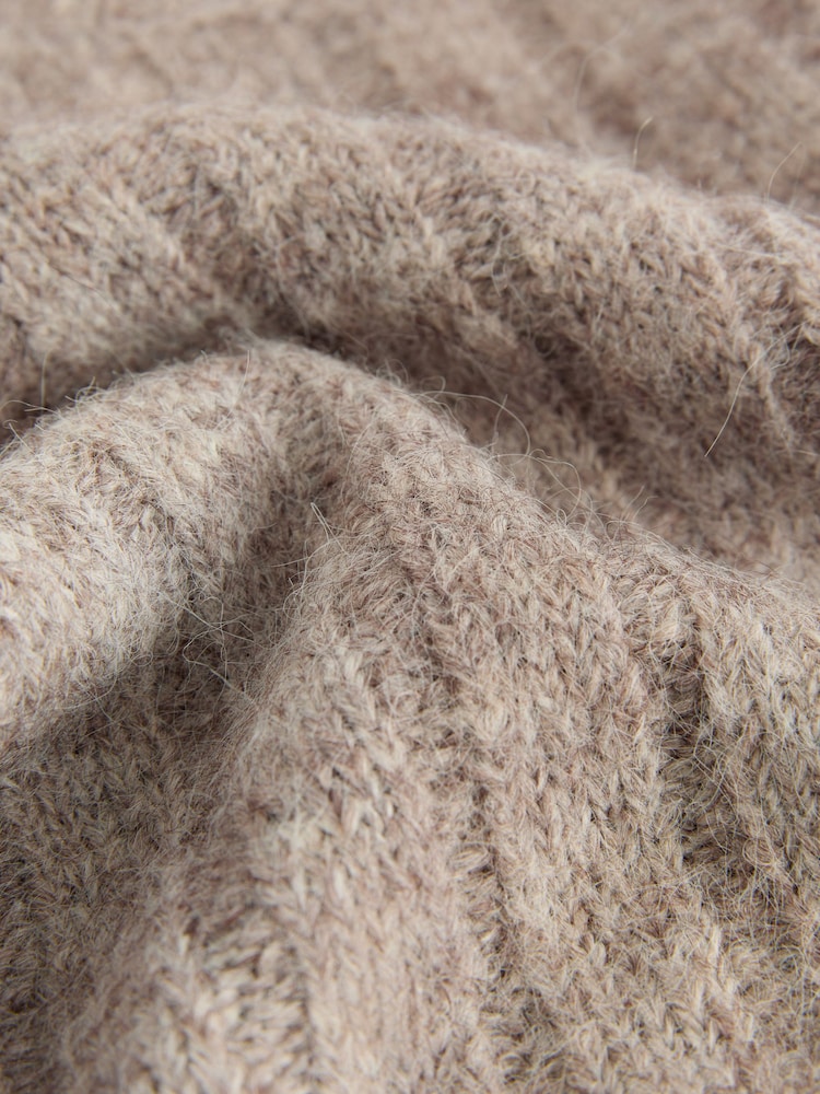 Neutral Mole Ribbed Crew Neck Knitted T-Shirt With Alpaca Wool - Image 6 of 6