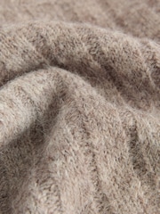Neutral Mole Ribbed Crew Neck Knitted T-Shirt With Alpaca Wool - Image 7 of 8