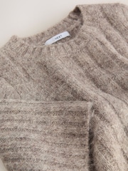 Neutral Mole Ribbed Crew Neck Knitted T-Shirt With Alpaca Wool - Image 8 of 8