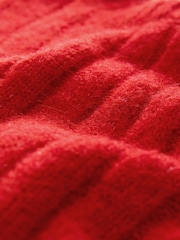 Bright Red Ribbed Crew Neck Knitted T-Shirt With Alpaca Wool - Image 11 of 16