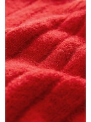 Bright Red Ribbed Crew Neck Knitted T-Shirt With Alpaca Wool - Image 6 of 16